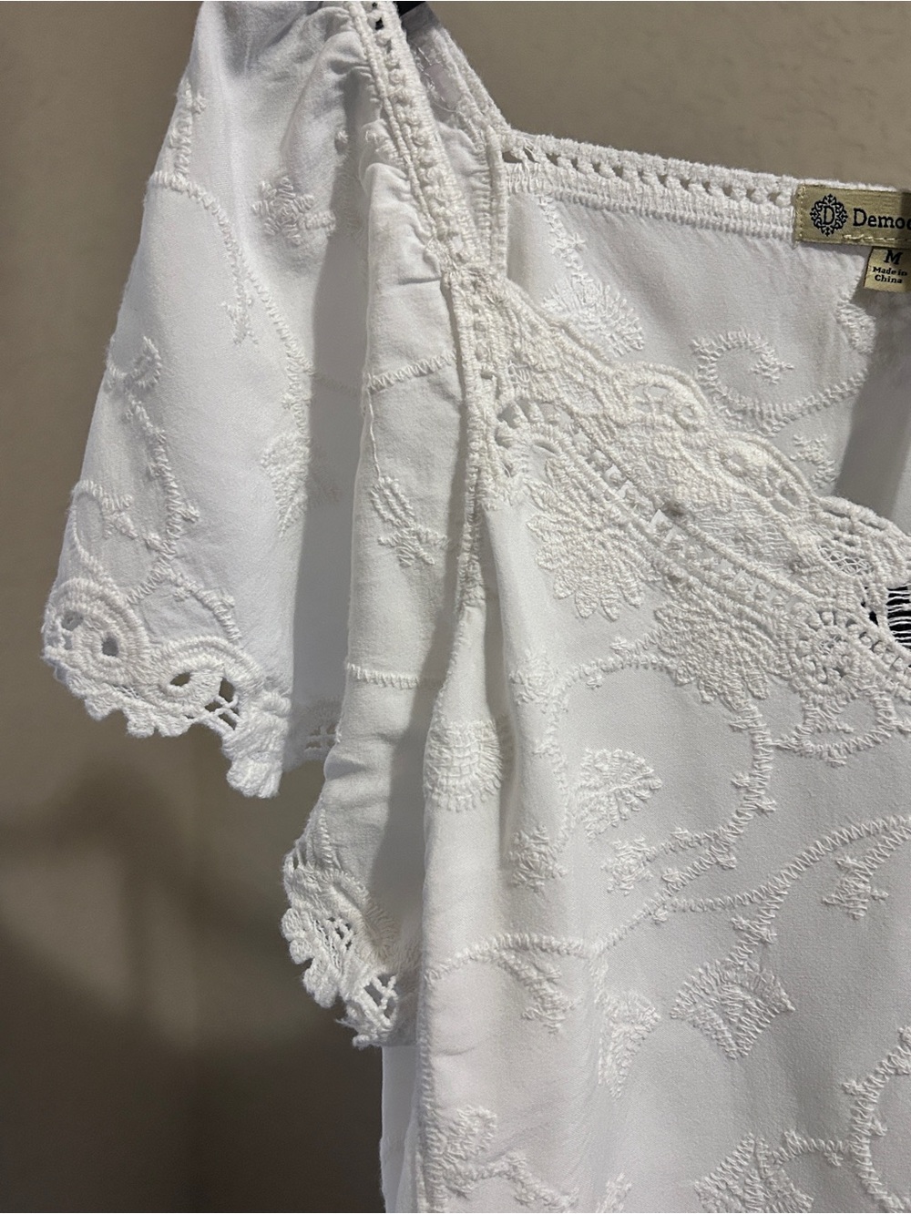 Democracy Boho White Embroidered Square-Neck Top - Picture 4 of 8